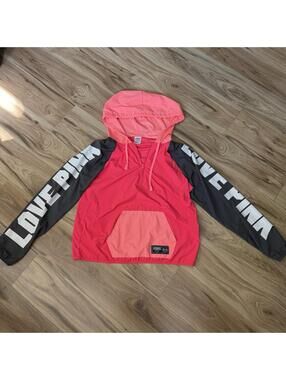 PINK Victoria's Secret Love Pink Colorblock Anorak Windbreaker Hoodie XS
